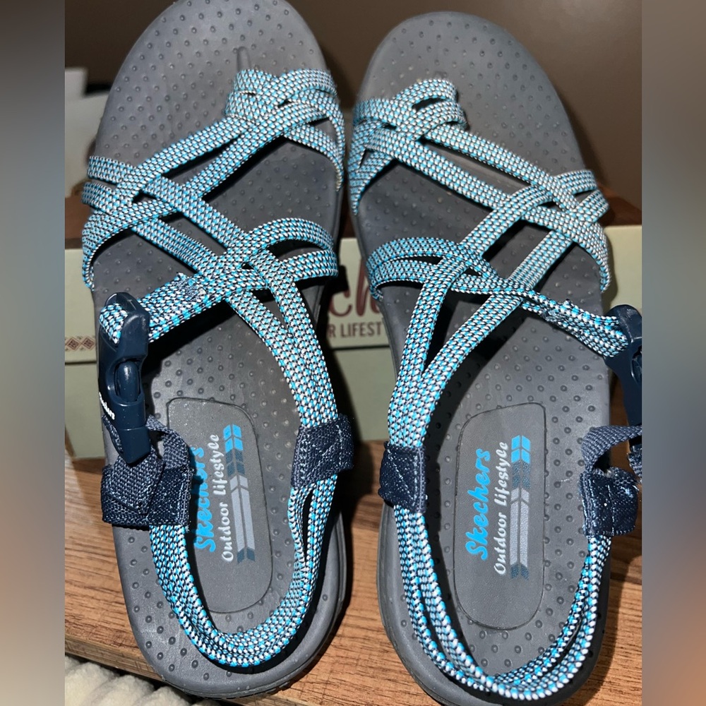 Skechers Strappy Blue and Gray Sandals